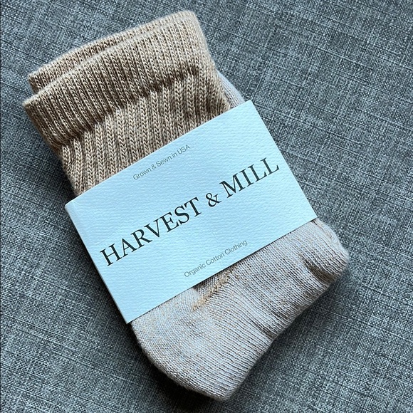 Harvest & Mill Organic Cotton Blend Ankle Low Socks Natural Neutral Tan Brown - Picture 1 of 5